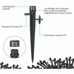 ASUPERMALL Debit D'Eau Reglable De Goutteurs A 360 °, Systeme D'Irrigation, 50Pcs -Promos Arrosage automatique Magasin 15016947 4