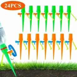 BEARSU Arrosage Goutte à Goutte Automatique Réglable Système D'Irrigation Goutte à Goutte Distributeur D'Arrosager Kit D'Arrosage Pour Bonsaï Jardinage Intérieur Extérieur 24PCS Avec 1Aiguille