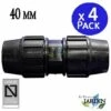 SUINGA Pack 4 X Raccord De Compression 40 X 40 Mm En Plastique PE Pour Tuyau D'eau Et Arrosage 40mm