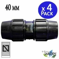 SUINGA Pack 4 X Raccord De Compression 40 X 40 Mm En Plastique PE Pour Tuyau D'eau Et Arrosage 40mm