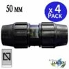 SUINGA Pack 4 X Raccord De Compression 50 X 50 Mm En Plastique PE Pour Tuyau D'eau Et Arrosage 50mm