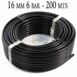 SUINGA Tuyau Polyéthylène Agricole 16mm 6 Bar 200mt Noir Sans Goutteurs