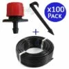 SUINGA Tuyau 16mm 100 Mètres + 100 Goutteurs Réglables 0-50 Litres/heure + 100 Supports Mis à La Terre