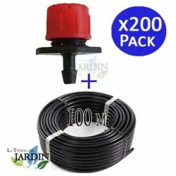 SUINGA Tuyau Goutte à Goutte 16mm 100 Mètres + 200 Goutteurs Réglables De 0 à 70 Litres/heure