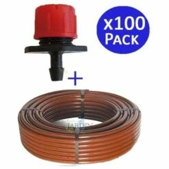 SUINGA Tuyau Goutte à Goutte 16mm Marron 100 Mètres + 100 Goutteurs Réglables De 0 à 70 L / H