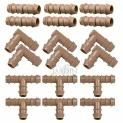 SUINGA Pack Arrosage Goutte à Goutte 16 Mm : 6 Té + 6 Coudes + 6 Maillons. Couleur Marron