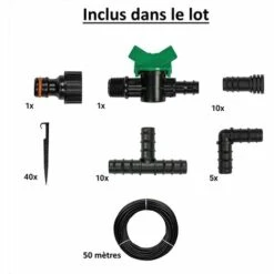 HUGGY TUYAUX Kit Complet D'arrosage Goutte-à-goutte Avec Tuyau De 50 Mètres -Promos Arrosage automatique Magasin 29673170 2