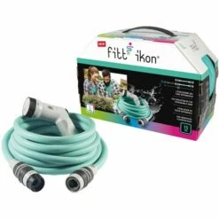 FITT IKON 15 M - Tuyau D'arrosage Extensible, Compact, Léger Et Prêt à L'emploi, Avec Pistolet Multi-jet, Aquamarine -Promos Arrosage automatique Magasin 29804086 3