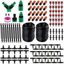 ASUPERMALL Jardin Systeme D'Irrigation Tuyau D'Arrosage Pulverisateur Et Dripper Kit De Bricolage, 98.4Ft 50Pcs