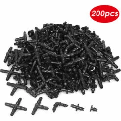 ASUPERMALL 200 Pieces D'Irrigation Kit De Fixation Irrigation Goutte A Goutte Barbed Connecteurs Compatible Avec 1/4 De Pouce D'Eau Pour Connecteurs Tuyau De Jardin A Gazon