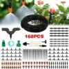 MERKMAK Kit D'irrigation Goutte 168 PCS 50FT Jardin Systeme D'arrosage Automatique Avec 3 Pelles Pour Pelouse Plante Potager Serre