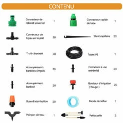 MERKMAK Kit D'irrigation Goutte 168 PCS 50FT Jardin Systeme D'arrosage Automatique Avec 3 Pelles Pour Pelouse Plante Potager Serre -Promos Arrosage automatique Magasin 33597767 4