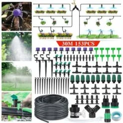 TIGA Kit D'arrosage 152pcs Goutte à Goutte Système D'irrigation Accessoires Avec 30m Tuyau