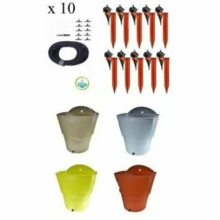 Kit 10 Goutteurs Avec Supports Iriso + 1 Réserve D'eau 12 L, Couleur Vert - Vert
