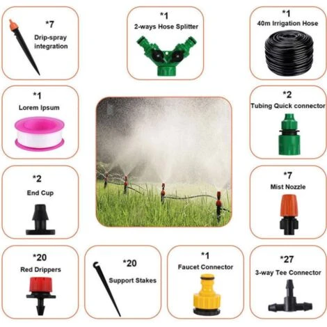 Ensemble Arrosage Automatique, Pour Jardin Extérieur (30 M, 100 Pieds)GroupM 2 Ensemble Arrosage Automatique, Pour Jardin Extérieur (30 M, 100 Pieds)GroupM – Image 2