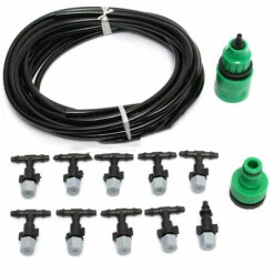 SUPERSELLER Kit D'arrosage Goutte à Goutte Arroseur De Système D'irrigation Micro De Refroidissement De Brumisation D'air De Brumisateur D'eau De Patio De Jardin, Goutteurs 5M&10 - Goutteurs 5M&10