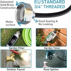 ALMI Système De Brumisateur Extérieur Pré-Assemblé Ligne De Brumisation 18M + 21 Buses D'irrigation Laiton+Un Raccord Laiton(3/4") Système Refroidissement Pour Jardin Trampoline Serre Terrasse (18M, Noir) -Promos Arrosage automatique Magasin 50909990 3