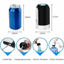 LITZEE Pompe à Bouteille D'eau Distributeur D'eau De 5 Gallons, Pompe à Eau électrique Portable, Charge USB, Pompe De Distribution D'eau Potable Automatique Pour Le Camping -Promos Arrosage automatique Magasin 51556927 3