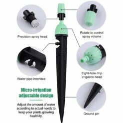 TINOR Goutteurs D'irrigation Avec Connecteur, 20 Pièces Arroseurs à Débit D'eau Réglables à 360 Degrés 2 En 1 Goutteur Pour Système D'arrosage Goutte à Goutte (Vert) -Promos Arrosage automatique Magasin 52977963 3