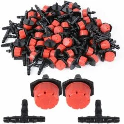 DECKON 200pcs Goutteur Irrigation Réglable+Tee Joint De Tuyau Système D'arrosage Automatique Goutte à Goutte Micro Gicleurs Drippers Pour Plante Serre DIY Jardin