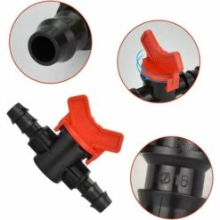 12 PCS Robinet De Jardin Pour Tuyau,Triomphe Tuyau Vanne D'irrigation 16 * 16mm Robinet D'arrêt Raccord En Plastique Pour Le Contrôle Extérieur De La Vanne D'eau De Jardin (Noir + Rouge) -Promos Arrosage automatique Magasin 54384281 3