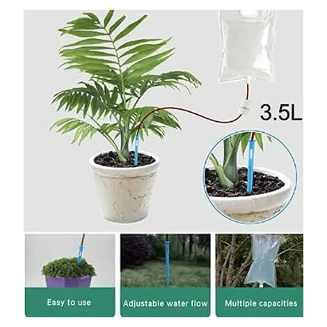 Dispositifs D'arrosage Automatique Avec Sac D'eau De 3,5 L, Kit D'irrigation Goutte à Goutte Automatique Avec Interrupteur De Contrôle Réglable Pour Plantes D'intérieur Et D'extérieur,Macaron 4 Dispositifs D'arrosage Automatique Avec Sac D'eau De 3,5 L, Kit D'irrigation Goutte à Goutte Automatique Avec Interrupteur De Contrôle Réglable Pour Plantes D'intérieur Et D'extérieur,Macaron – Image 4