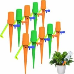 20pcs Irrigation Goutte à Goutte Kit, Piquets D'arrosage Automatiques Avec 20pcs Support Anti-basculement, Convient à Toutes Les Bouteilles, Pour Les Plantes D'intérieur Et D'extérieur (20PCS),Macaron