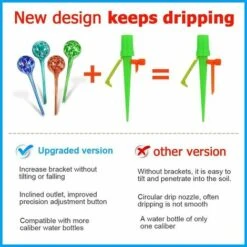 20pcs Irrigation Goutte à Goutte Kit, Piquets D'arrosage Automatiques Avec 20pcs Support Anti-basculement, Convient à Toutes Les Bouteilles, Pour Les Plantes D'intérieur Et D'extérieur (20PCS),Macaron -Promos Arrosage automatique Magasin 54423613 4