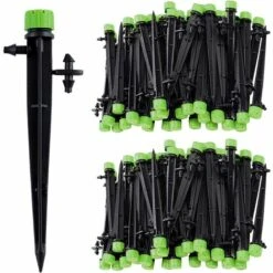 ENLENK 50pcs Micro-asperseur D'irrigation Goutte à Goutte, 360 Degrés 8 Trous D'eau Flux Irrigation Emetteurs Pour Tube De 1/4 (4-7mm), Pour Système D'irrigation Goutte à Goutte De Jardin, Vert