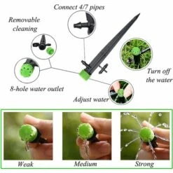 ENLENK 50pcs Micro-asperseur D'irrigation Goutte à Goutte, 360 Degrés 8 Trous D'eau Flux Irrigation Emetteurs Pour Tube De 1/4 (4-7mm), Pour Système D'irrigation Goutte à Goutte De Jardin, Vert -Promos Arrosage automatique Magasin 54995075 3