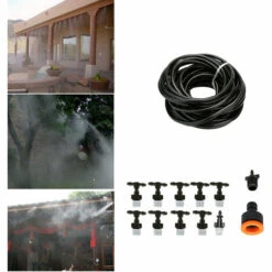 SUPERSELLER Kit D'arrosage Goutte à Goutte 10m Petite Taille Jardin Pelouse Extérieur Irrigation Plastique Pulvérisateur Buses Costumes Pulvérisation Refroidissement Atomisation Arroseur Buse Outil Combinaison Costume - Gris