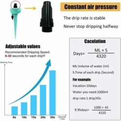 BENOBBY KIDS Dispositif D'arrosage Automatique, 1 Pièce Système D'arrosage Automatique Goutte à Goutte Avec Interrupteur De Valve De Contrôle à Libération Lente Pour L'arrosage Des Plantes à La Maison Et En Vacances, Bleu -Promos Arrosage automatique Magasin 56069767 3