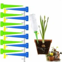 CHANCEY Irrigation Goutte à Goutte Kit, 12Pcs Arrosage Plantes Automatique Avec Vannes Pour Jardin Maison Intérieur Extérieur,SEMAket,(vert+bleu)