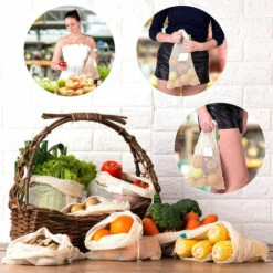 GUAZHUNIFR Sac Pour Fruits Et Légumes, 3 Pcs. Filet à Provisions Réutilisable, Sachet En Coton, Sac à Pain Sans Plastique, Lavable,GU.B/bon 9 GUAZHUNIFR Sac Pour Fruits Et Légumes, 3 Pcs. Filet à Provisions Réutilisable, Sachet En Coton, Sac à Pain Sans Plastique, Lavable,GU.B/bon -Promos Arrosage automatique Magasin 56094591 5