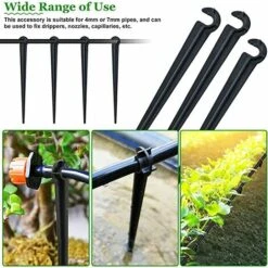 GUAZHUNIFR 100 Pcs Support Tuyau Arrosage En PE Piquet De Fixation Au Sol Porte Tuyau Arrosage De Φ De 7mm Accroche Tuyau Arrosage Piquet Goutte à Goutte Crochet Pour Tuyau Arrosage Irrigation Jardin，GU.B/bon -Promos Arrosage automatique Magasin 56116114 4