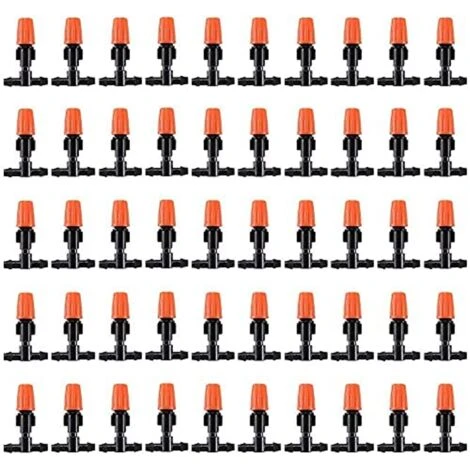 CHANCEY 50pcs Goutteur Irrigation Réglable, Système Dirrigation Goutte à Goutte Micro Flow Drip Head Buses De Brouillard Dirrigation Pour Jardins Potagers Ou Massifs De Fleurs,SEMAket,noir+orange 1 CHANCEY 50pcs Goutteur Irrigation Réglable, Système Dirrigation Goutte à Goutte Micro Flow Drip Head Buses De Brouillard Dirrigation Pour Jardins Potagers Ou Massifs De Fleurs,SEMAket,noir+orange