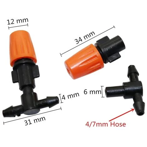 CHANCEY 50pcs Goutteur Irrigation Réglable, Système Dirrigation Goutte à Goutte Micro Flow Drip Head Buses De Brouillard Dirrigation Pour Jardins Potagers Ou Massifs De Fleurs,SEMAket,noir+orange 2 CHANCEY 50pcs Goutteur Irrigation Réglable, Système Dirrigation Goutte à Goutte Micro Flow Drip Head Buses De Brouillard Dirrigation Pour Jardins Potagers Ou Massifs De Fleurs,SEMAket,noir+orange – Image 2