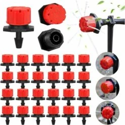 CHANCEY 100PCS Goutteur Irrigation Réglable, 1/4'' Système D'arrosage Automatique Goutte à Goutte Micro Gicleurs Drippers Pour Plante Serre DIY Jardin (Rouge)SEMAket