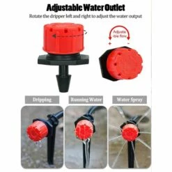 CHANCEY 100PCS Goutteur Irrigation Réglable, 1/4'' Système D'arrosage Automatique Goutte à Goutte Micro Gicleurs Drippers Pour Plante Serre DIY Jardin (Rouge)SEMAket -Promos Arrosage automatique Magasin 56150469 3
