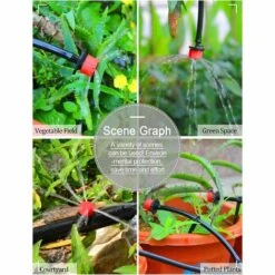 CHANCEY 100PCS Goutteur Irrigation Réglable, 1/4'' Système D'arrosage Automatique Goutte à Goutte Micro Gicleurs Drippers Pour Plante Serre DIY Jardin (Rouge)SEMAket -Promos Arrosage automatique Magasin 56150469 5