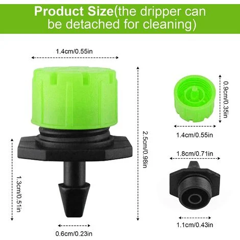 IRISFR 100pcs Goutteur Irrigation Réglable, 1/4'' Système Dirrigation Goutte à Goutte Micro Flow Drip Head Buses De Brouillard Dirrigation Pour Jardins Potagers Ou Massifs De Fleurs (Vert),Lilaris 2 IRISFR 100pcs Goutteur Irrigation Réglable, 1/4'' Système Dirrigation Goutte à Goutte Micro Flow Drip Head Buses De Brouillard Dirrigation Pour Jardins Potagers Ou Massifs De Fleurs (Vert),Lilaris – Image 2