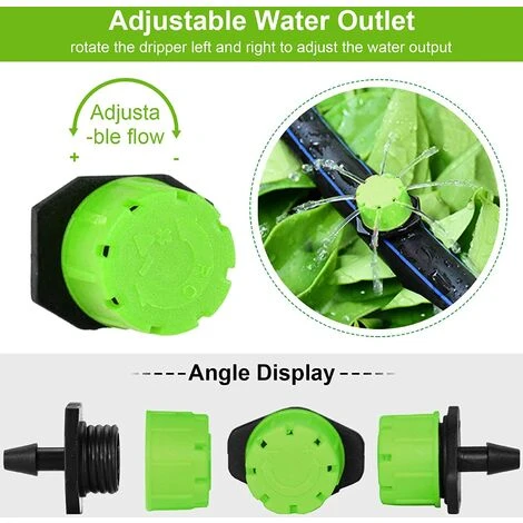 IRISFR 100pcs Goutteur Irrigation Réglable, 1/4'' Système Dirrigation Goutte à Goutte Micro Flow Drip Head Buses De Brouillard Dirrigation Pour Jardins Potagers Ou Massifs De Fleurs (Vert),Lilaris 3 IRISFR 100pcs Goutteur Irrigation Réglable, 1/4'' Système Dirrigation Goutte à Goutte Micro Flow Drip Head Buses De Brouillard Dirrigation Pour Jardins Potagers Ou Massifs De Fleurs (Vert),Lilaris – Image 3