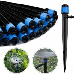 IRISFR 50 Pièces Goutteur D'irrigation, 360 Degrés Adjustable Micro Sprinkler Pour 1/4 (4-6mm) Tube D'irrigation, Pour L'irrigation De Pelouse De Serre De Jardin(bleu),Lilaris