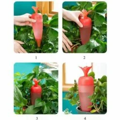 Ensoleillé Lot De 4 Piquets Auto-arrosants Pour Plantes, Dispositif D'arrosage Automatique En Forme D'oiseau En Forme D'oiseau Pour Intérieur Extérieur, Plantes En Pot, Fleurs, Arbres (Carotte) -Promos Arrosage automatique Magasin 57342915 3