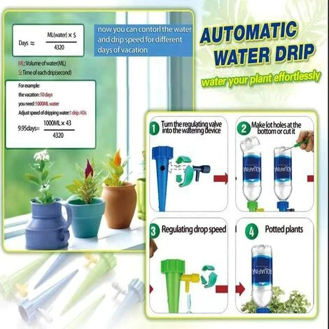 Kartokner 40pcs Goutte à Goutte Bouteille Irrigation Goutte à Goutte Bouteille Arroseur Automatique Plantes Arrosage Goutte A Goutte Avec Vannes Pour Jardin Maison Intérieur Extérieur Pot De Fleur 4 Kartokner 40pcs Goutte à Goutte Bouteille Irrigation Goutte à Goutte Bouteille Arroseur Automatique Plantes Arrosage Goutte A Goutte Avec Vannes Pour Jardin Maison Intérieur Extérieur Pot De Fleur – Image 4