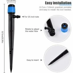 TRIOMPHE 50pcs Micro-asperseur D'irrigation Goutte à Goutte, T-Audace 360 Degrés 8 Trous D'eau Flux Irrigation Emetteurs Pour Tube De 1/4 (4-7mm), Pour Système D'irrigation Goutte à Goutte De Jardin, Bleu -Promos Arrosage automatique Magasin 58205820 2