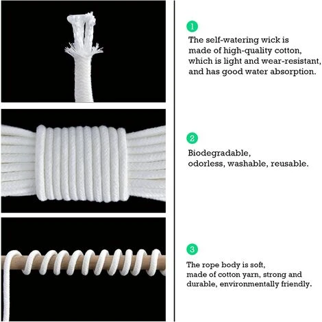 LYCXAMES Corde De Mèche Irrigation 20m Automatique Arrosage Corde Coton 4 MM Avec Système D'irrigation Automatique DIY Vacation Dispositif D'arrosage Pour Plantes Pour Jardins, Paniers, Pots, Plantes 4 LYCXAMES Corde De Mèche Irrigation 20m Automatique Arrosage Corde Coton 4 MM Avec Système D'irrigation Automatique DIY Vacation Dispositif D'arrosage Pour Plantes Pour Jardins, Paniers, Pots, Plantes – Image 4