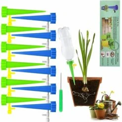 AOUGO Kit D'irrigation Goutte à Goutte, 12 Abreuvoirs Automatiques Pour Plantes Avec Vannes Pour Jardin, Maison, Intérieur, Extérieur