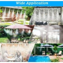 NAXUNNN 15M Brumisateur Terrasse Exterieur, Système De Brumisation Système De Refroidissement De Brumisation, Kit De Tuyau Brumisateur Pour Jardin Parasol Trampoline Serre Piscine (18 Buse) -Promos Arrosage automatique Magasin 59081791 5
