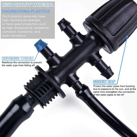 TINOR Connecteur De Tuyau D'irrigation De Jardin, Connecteurs En T Barbelé Irrigation Goutte à Goutte Pour Tube D'irrigation 1/2 Pouce à 1/4 Pouce Accessoires D'arrosage 6 Voies, Noir 3 TINOR Connecteur De Tuyau D'irrigation De Jardin, Connecteurs En T Barbelé Irrigation Goutte à Goutte Pour Tube D'irrigation 1/2 Pouce à 1/4 Pouce Accessoires D'arrosage 6 Voies, Noir – Image 3